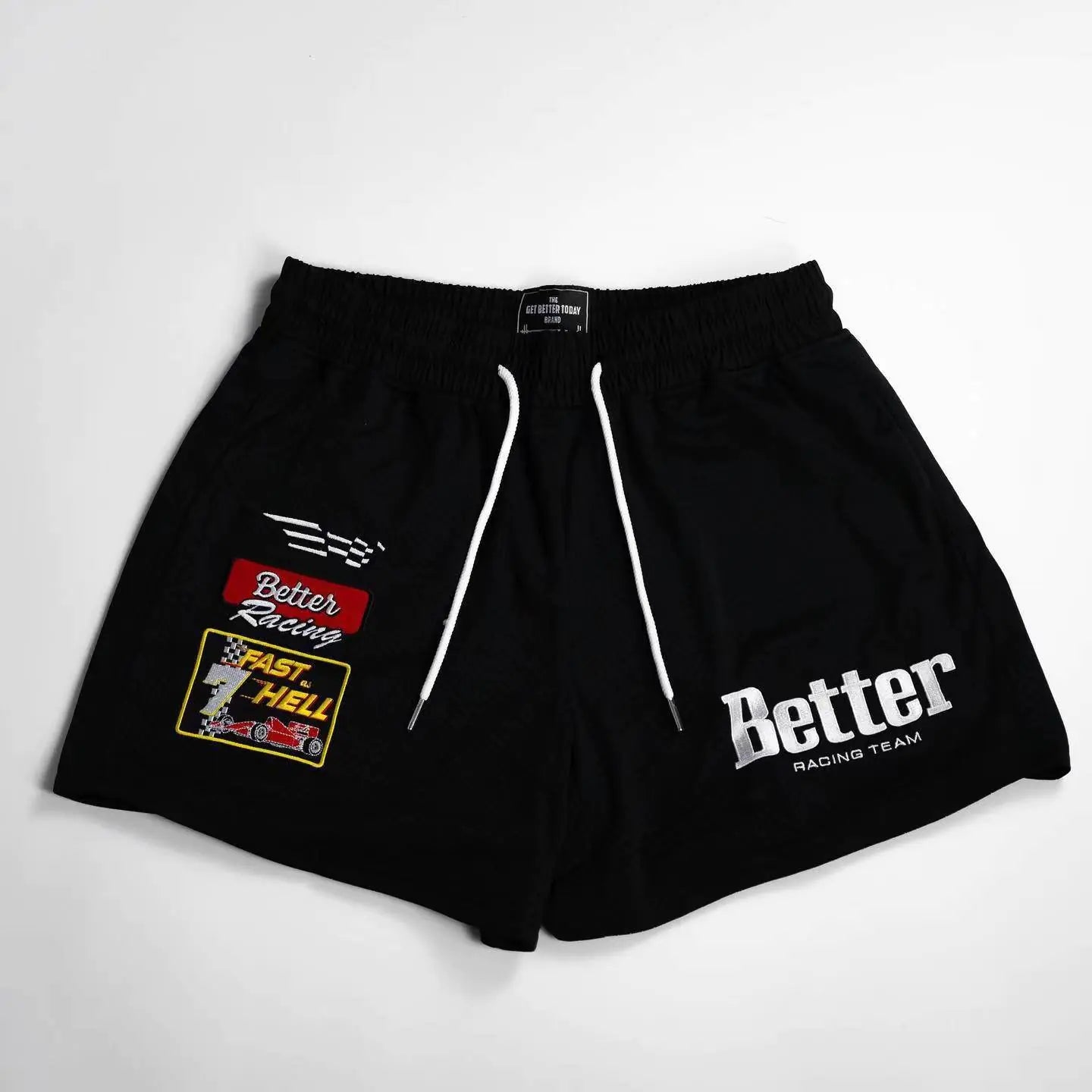 Embroidered Mesh Shorts