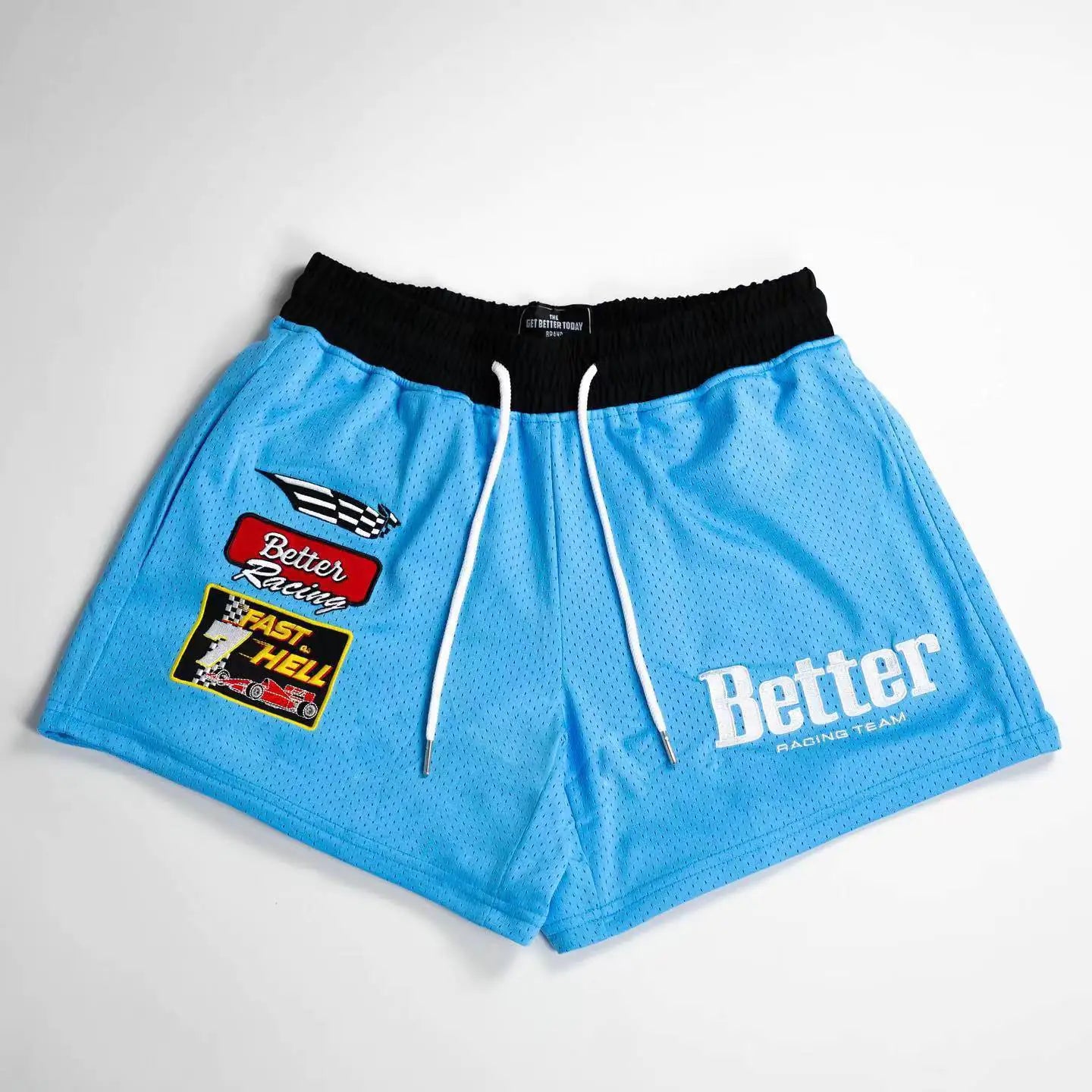 Embroidered Mesh Shorts