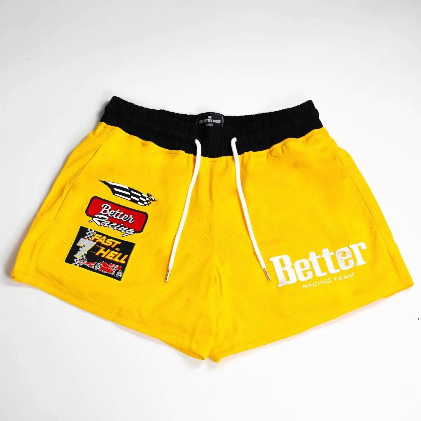 Embroidered Mesh Shorts